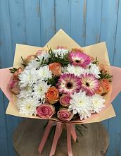 Букет цветов из:  Розы, Герберы и Хризантемы в Починки