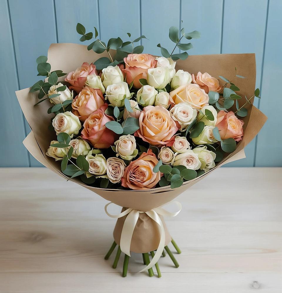 Букет цветов из: Альстромерии и Розы в Починки