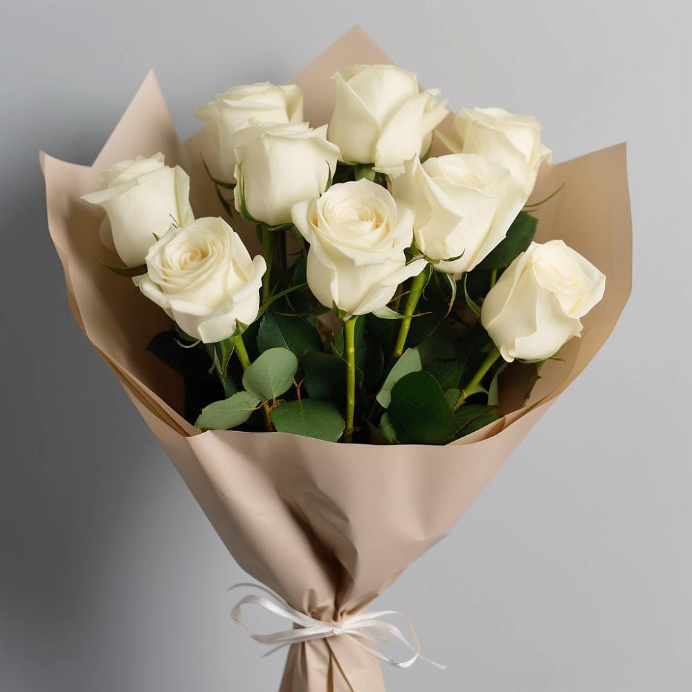 Букет 9 Белых роз Эдлесс Лав в Починки