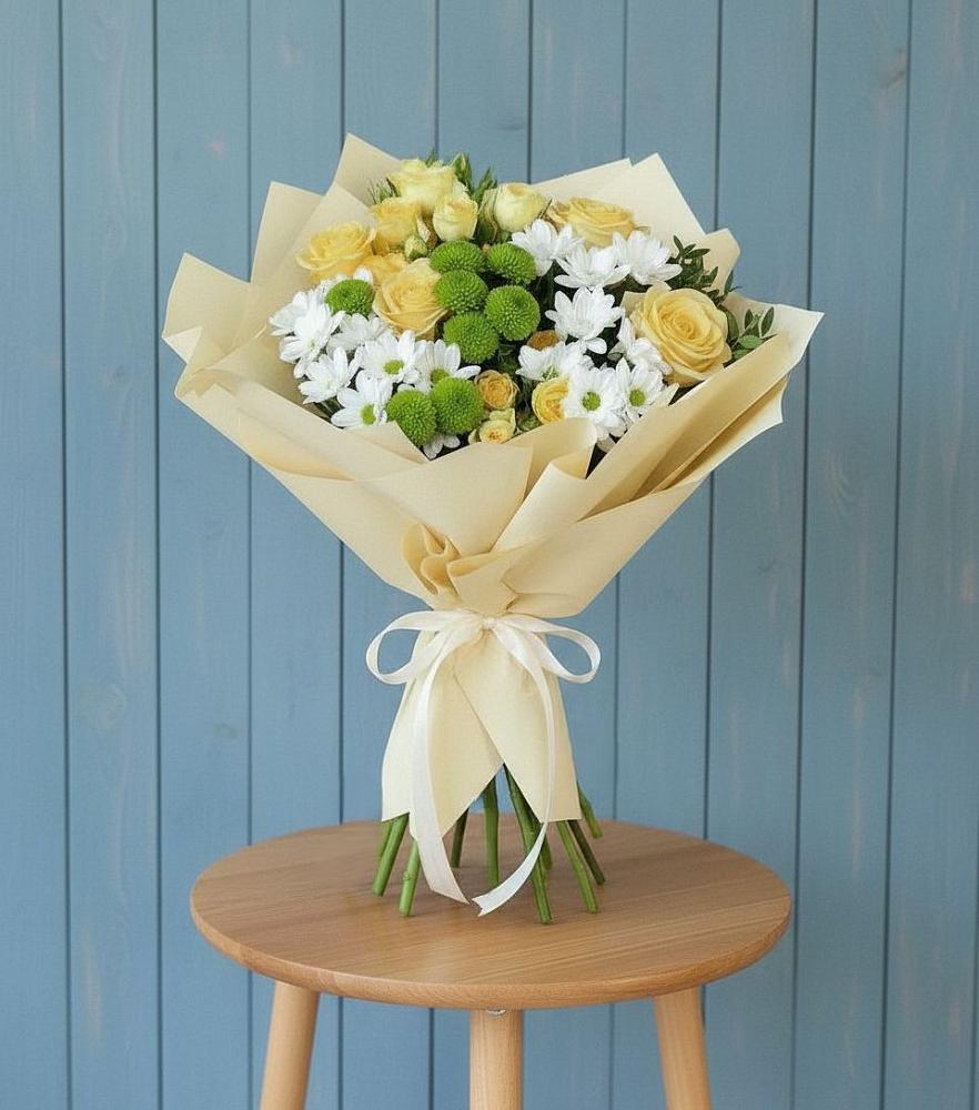 Букет цветов из: Хризантемы и Розы в Починки