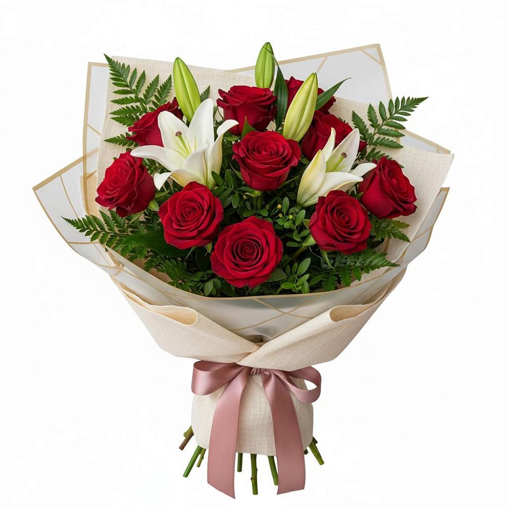 Букет цветов из: Лилии и Розы в Починки