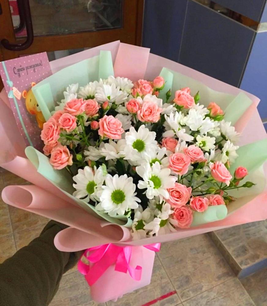 Букет цветов из: Розы и Хризантемы в Починки