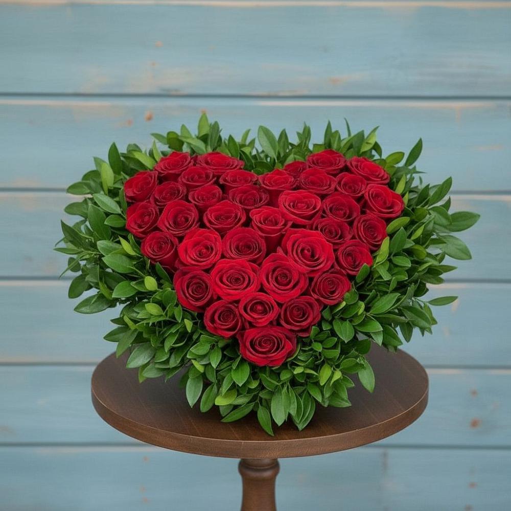 Цветочная композиция из Розы в виде сердца в Починки