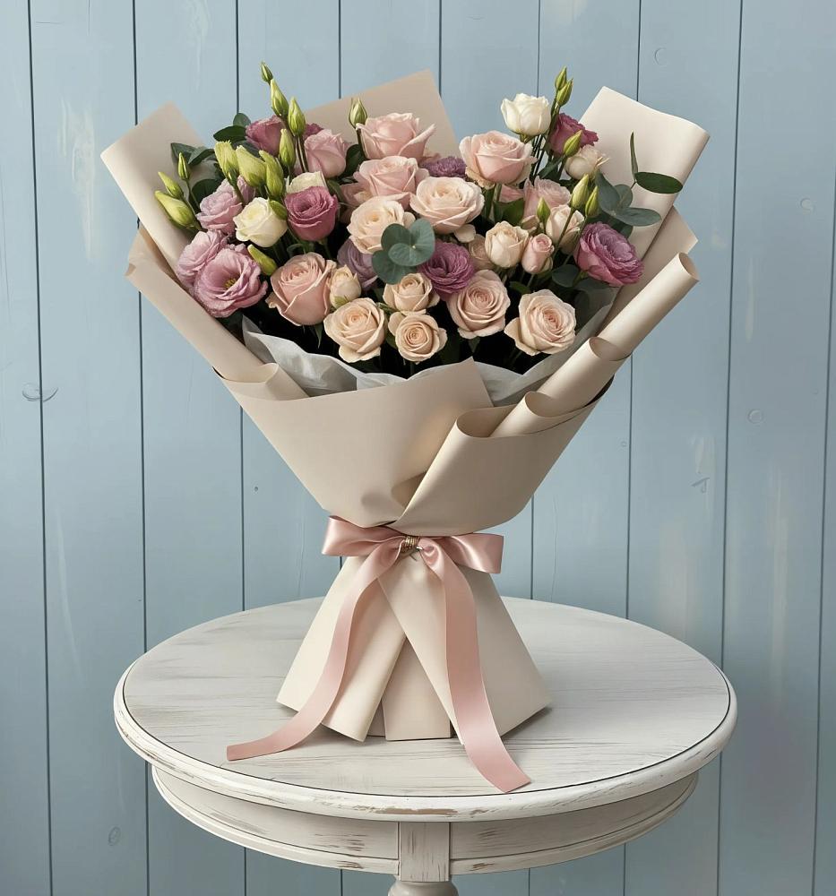 Букет цветов из: Розы и Лизиантусы в Починки