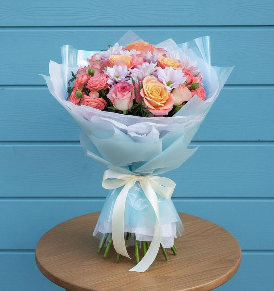 Букет цветов из: Хризантемы и Розы в Починки