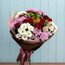 Букет цветов из:  Розы, Хризантемы и Альстромерии в Починки