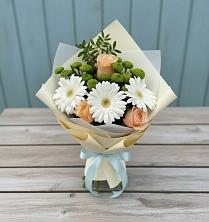 Букет цветов из:  Герберы, Розы и Хризантемы в Починки