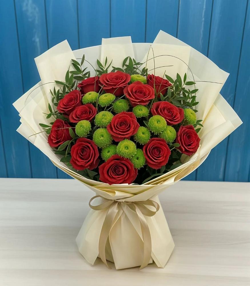 Букет цветов из: Розы и Хризантемы в Починки