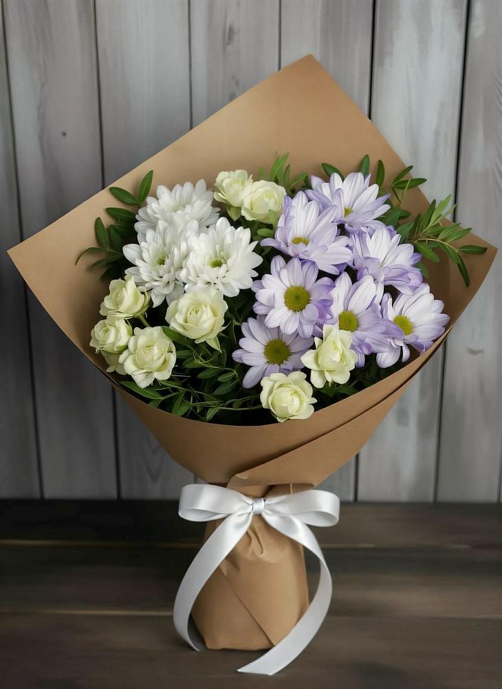 Букет цветов из: Хризантемы и Розы в Починки